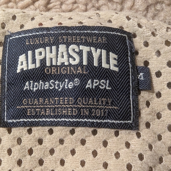 Alphastyle Men's Tan Sherpa Oversized Jacket Size Medium - Picture 8 of 11